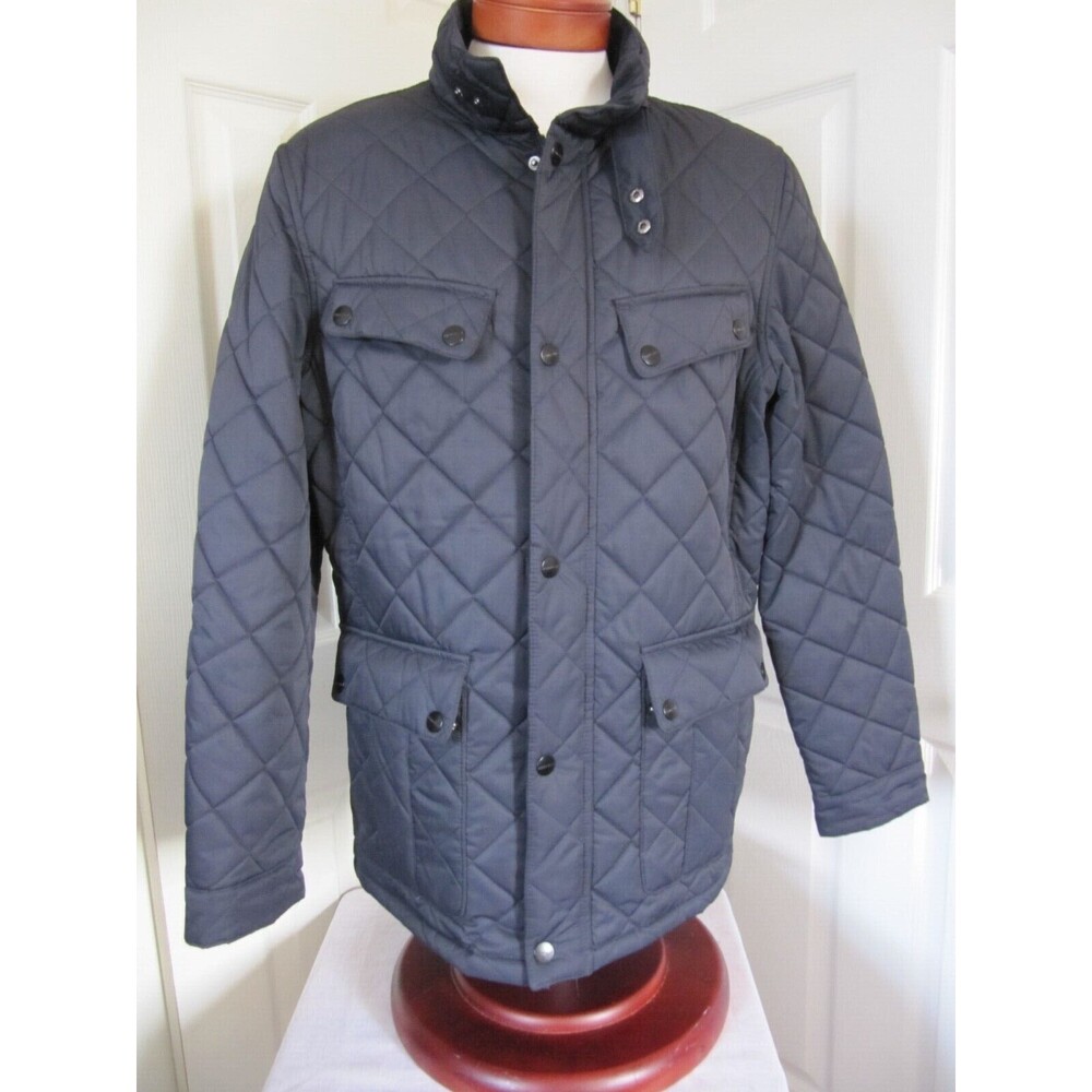 Perry Ellis Portfolio Men's Navy Quilted Lightweight Jacket Size Large 4 Pockets